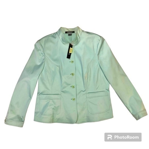 ELLEN TRACY Womens 16 Sage Green Button Front Collared Dress Jacket/Blazer New - Picture 1 of 12